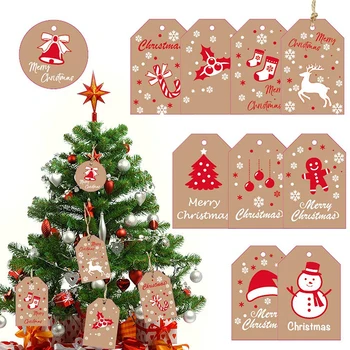 1 set de Crăciun de Hârtie Kraft Tag Card cu Coarda Decoratiuni de Craciun o Cutie-Cadou Tag Etichete Consumabile Partid Navidad Crăciun Anul Nou