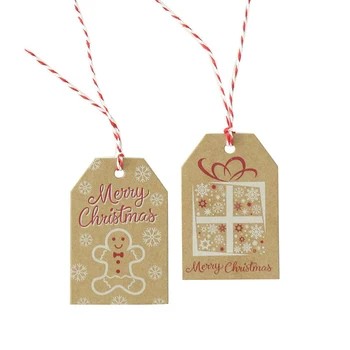 1 set de Crăciun de Hârtie Kraft Tag Card cu Coarda Decoratiuni de Craciun o Cutie-Cadou Tag Etichete Consumabile Partid Navidad Crăciun Anul Nou Imagine 2