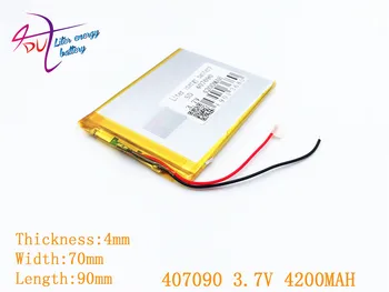 10 buc 3.7 V 4200mah 407090 Litiu Polimer Li-Po Baterie Reîncărcabilă Pentru GPS DVD PAD e-book tablet pc power bank Imagine 2