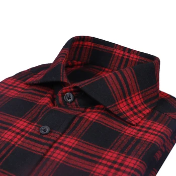 100% Bumbac Roșu Cald Negru Carouri Rochie Tricouri Personalizate Tricouri Rochie De Iarnă Sprint Cămașă În Carouri Personalizate Tricouri Personalizate Barbati Imagine 2