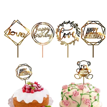 10buc Acrilice scris de Mână Happy Birthday Cake Topper Desert Decor pentru Petrecerea de Ziua Frumoasa de Cadouri Imagine 2