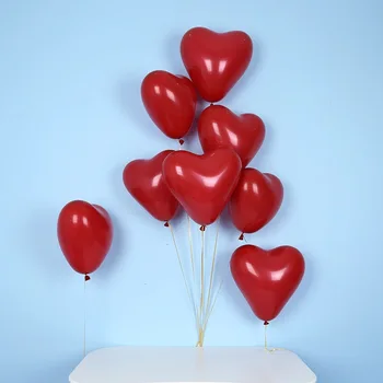 10buc/lot Romantic 10 Inch Granat Roșu Dragoste Inima Latex, Baloane cu Heliu Nunta, Decor de Ziua Îndrăgostiților, Ziua de naștere Petrecere Baloane Imagine 2