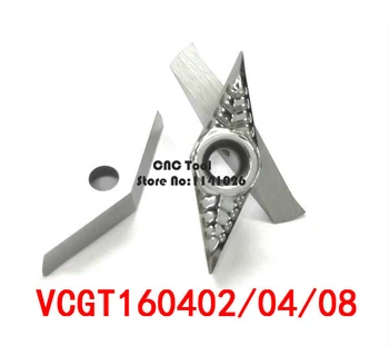 10BUC VCGT160402/ VCGT160404/ VCGT160408 de Aluminiu carbură de a introduce CNC strung tool,costum pentru prelucrare aluminiu,se introduce SVUCR/SVQCR