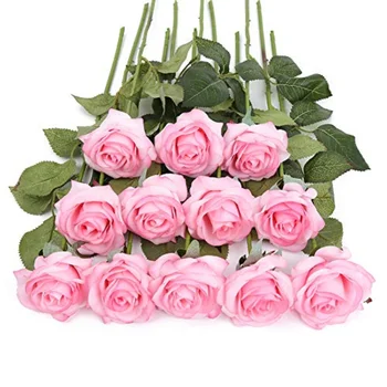 12 Pack Faux Floare Trandafir Decor Imitație A Crescut Latex Mătase Trandafir Buchet De Flori Aranjament Acasă Decor Petrecere Imagine 2