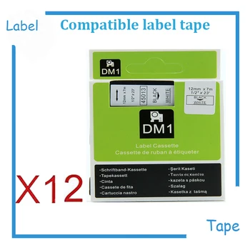 12pk/lot DYMO 45013 D1 Etichete Standard 1/2-Inch x 23Feet, 12Packs pentru Dymo LabelManager Printer