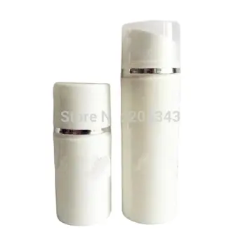 150ML plastic alb airless sticla cu linie de argint , alb pompa sau alb-capac transparent pentru Ambalare a produselor Cosmetice