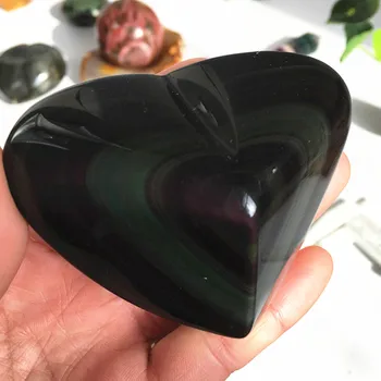 160-170g lustruit Naturale curcubeu obsidian piatra de cristal inima reiki de vindecare cristale frumoase de piatră prețioasă ca cadou Imagine 2