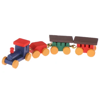 1buc 1:12 Păpuși Drăguț din Lemn Set de Tren Locomotiva cu Vagoane Compartiment de Jucărie Joc Casă de Păpuși în Miniatură Jucarii Imagine 2