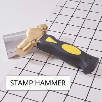1Lb Alama Metal Stamping Hammer Dublu Fata Ciocan Capete de Ciocan de Alamă cu Iron Nicovală pentru DIY Artizanat Arte a Face Bijuterii Imagine 2