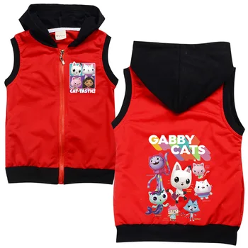 2-12Y Gabby Pisici Desene animate pentru Copii Cat-tastic cu Glugă Vestă fără Mâneci Jacheta Baieti Îmbrăcăminte exterioară Fete de Moda de Primăvară Haine de Toamna