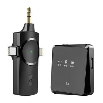 2.4 GHz Wireless Lavaliera microfon pentru Camera iPhone iPad Android,3 în 1 Plug & Play Rever Microfon pentru Înregistrare Video-Auto Sync Imagine 2