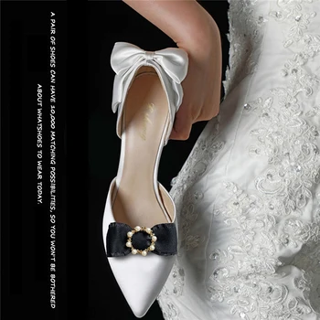 2 Buc Arc Clipuri Pantofi Negru Flanelă Perla Pantofi Cataramă Decor Pantof cu Toc Accesorii Farmece pentru Femei Fete Meserii DIY Imagine 2