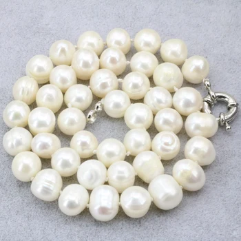 2 stilul natural alb de apă dulce 10-11mm perla nearround lant margele colier pentru femei cravată partid cadouri bijuterii 18inch B3189