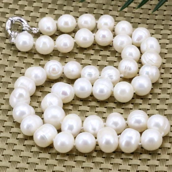 2 stilul natural alb de apă dulce 10-11mm perla nearround lant margele colier pentru femei cravată partid cadouri bijuterii 18inch B3189 Imagine 2