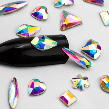 20 bucăți/pachet de nail art strasuri plat lacrimă subțire dreptunghiulară de sticlă flacara 3D pietre colorate pentru decorarea unghiilor