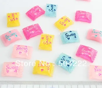 200pcs Dulce minunat bomboane asortate glitter vopsea de mână Cabochon rasina pentru Kawaii Decoden Proiecte DIY 16mm-Sclipici