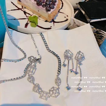 2021 Femei Bijuterii de Designer de Lux din Oțel Inoxidabil Chestii Misto Lung Agățat Cercei Cadou de Crăciun Cristale Colier Sexy Eleg