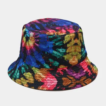 2021 Noi de Imprimare 3D Pescar Pălărie Tie Dye Dublă față-Verso Găleată Pălărie Bărbați Femei de Vară de Protecție solară protecție Solară Pălărie Panama