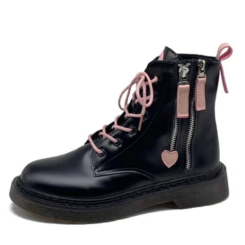 2021 Vânzare Fierbinte Toc Pătrat Platformă Pantofi Femei Glezna Cizme Rotund Toe Zip Lace Up Toamna Iarna Pantofi Casual Femei