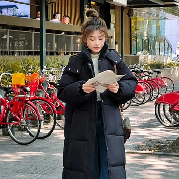 2022 Iarna Parka Pentru Femei Jachete Casual, Buzunare Îngroșa Cald Jacheta Cu Gluga Coreeană De Moda De Sex Feminin Liber Palton Supradimensionat Topuri Imagine 2