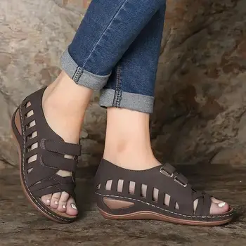 2022 Vara Noua Culoare Solidă Gol Sandale pentru Femei, 35-43 Stil Roman Pantofi Femei Pantofi Moale de Cauciuc Unic женские полые сандалии Imagine 2