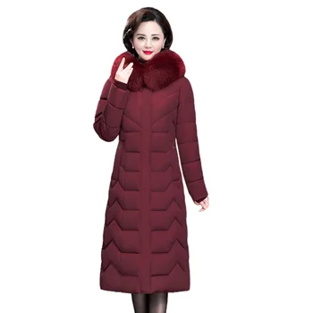 2023 Noi femei jacheta de iarna se Ingroase sacou Cald haină lungă de moda guler de blană cu glugă de îmbrăcăminte de sex feminin parka mujer P34