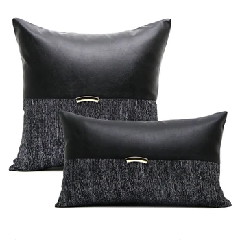 30x50/45/50cm lux negru slivery față de pernă decorative canapea din imitație de piele patchwork față de pernă talie pernă acoperă