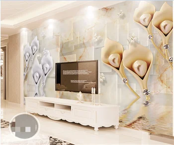 3D tridimensional Calla Lily Imitații de Bijuterii Fundal TV Murală Asia de Sud-est Camera de zi de Decorare Tapet Personalizat