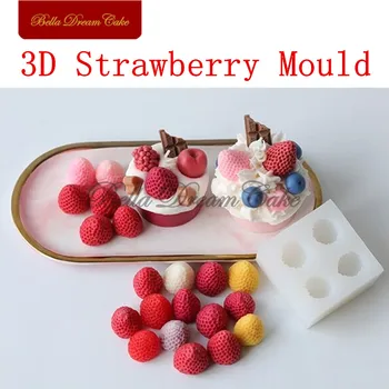 4 Găuri 3D Capsuni Silicon Design Lumânare Mucegai Fructe Fondant de Ciocolata Mucegai DIY Săpun Model de Tort de Decorare Instrumente Bakeware