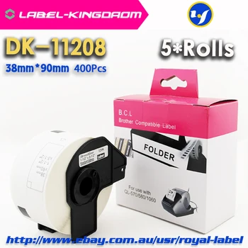5 Role Compatibile DK-11208 Eticheta 38mm*90mm Compatibil pentru Brother Imprimantă de Etichete Toate Vin Cu Suport de Plastic 400buc/Rola