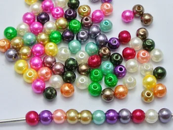 500 Buc Color Amestecat Plastic Faux Perle Margele Rotunde de 6mm Imitație de Perle