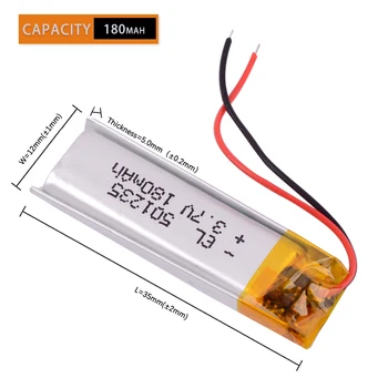 501235 3.7 V 180mAh baterie Reîncărcabilă Li -Polimer Baterie Pentru Periuta de dinti Electrica Recorder de Voce 1MORE Trei Unități setul cu Cască Bluetooth Imagine 2