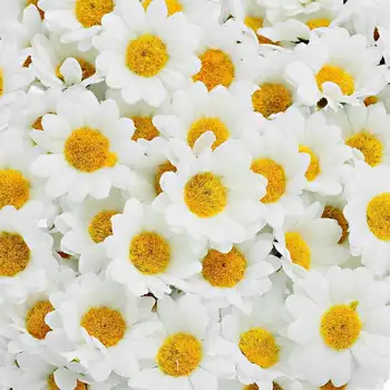 50PCs Mini White Daisy Flori Artificiale Flori de Matase Petrecere de Nunta de Decorare Acasă Decor Flori de Nunta(fara tulpina)