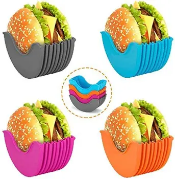 5PCS/LOT de Contact-gratuit Burger Alimente Fix Clip Shell Sandwich, Hamburger Silicon Rack Suport pentru uz Casnic Lavabil, Bucatarie Imagine 2