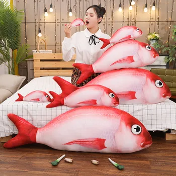 60-120cm Simulare 3D Red Rock Pește Jucării de Pluș Umplute Moale Animale de Pește de Pluș Perna de Creatie Perna Canapelei Cadou Jucărie pentru Copii