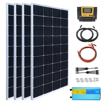 600 Watt 12 Volți Panou Solar Kit de Alimentare Independente de Sistemul de Putere & 4 x 150W Modul Solar de 1 kW Invertor pentru Acasă Grajduri Trailer