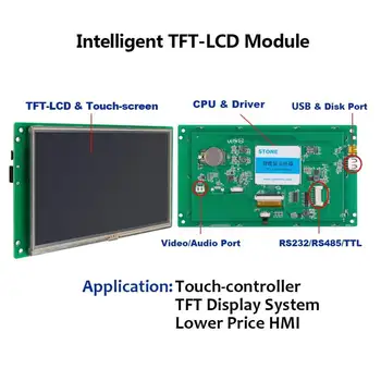 8.0 Inch HMI 800*600 TFT LCD UART HD PIATRĂ Brand Monitor Ecran Plin de Culoare, cu Controler de Bord +Sistem integrat pentru uz Industrial Imagine 2