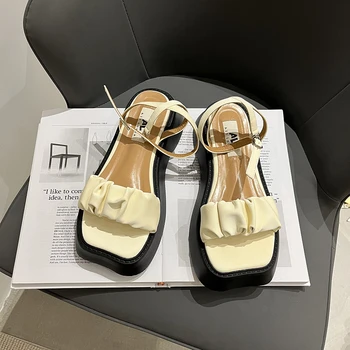 Apartamente De Vară Papuci De Lux Nou Brand Pentru Femei Sandale 2022 Cutat Designer De Pantofi Platforma Square Toe Slide-Uri Superficial Pantofi Femei
