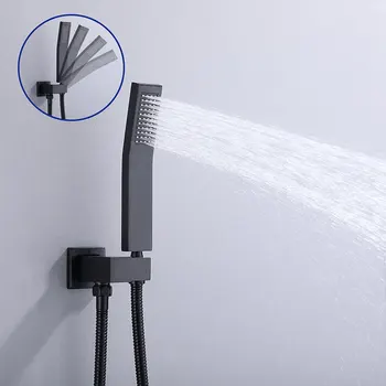 Ascuns perete set de duș, negru temperatură constantă de duș fierbinte și rece, ploaie set de duș Imagine 2
