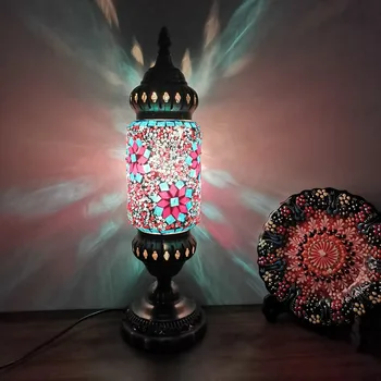 Asia de sud-est Exotice Turcia Retro de Epocă Tabelul Lamp Fier de Artă din Sticlă Decorative de Birou Lumina Living/sufragerie, Dormitor Cafe Hotel Imagine 2
