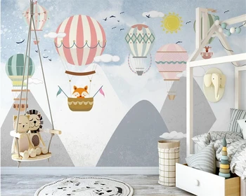 beibehang Personalizate moderne de mână-pictat camera copiilor balon cu aer cald, abstract vârf de munte nordic murală tapet de fundal