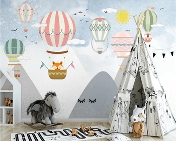 beibehang Personalizate moderne de mână-pictat camera copiilor balon cu aer cald, abstract vârf de munte nordic murală tapet de fundal Imagine 2