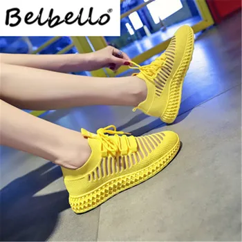 Belbello Respirabil adidasi femei care zboară textile rularea pantofi casual femei 2019 vara noua versiune versatil student Q02