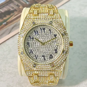 Brand de lux MISSFOX Ceas de Moda Pentru Barbati Plin de Diamante Impermeabil Ceas Iced din Aur de 18K Ceasuri de sex Masculin Cadou Reloj Hombre Imagine 2