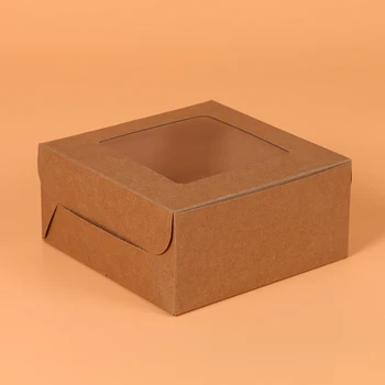 Brioșă cutii de ambalaj 2/4/6 cupcake cutii,hârtie Kraft tort cadou cutie cu fereastra din pvc,hârtie kraft cutie 20buc/lot Imagine 2
