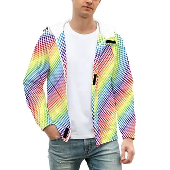 Buline Colorate Jachete Casual Abstract Curcubeu Windproof Groase Geci Barbati Design De Haine De Epocă Îmbrăcăminte De Iarnă Haina