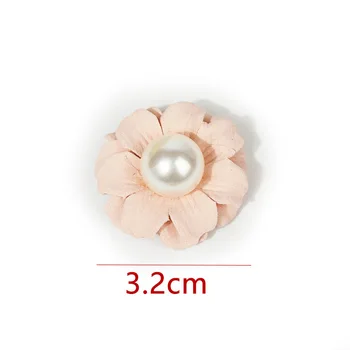 Cap de păr coreea Pânză Simțit Floare cu perla Pentru Copii Fete de Păr Accesorii Handmade Flori Tesatura Pentru Benzi Imagine 2