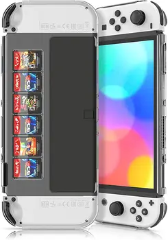 Caz Pc Protector pentru Nintendo Comutator Oled Model Clar de Coajă Tare Joc Consola Bucurie-Con Acoperire Anti-Scratche cu 6 Joc Slot de Card