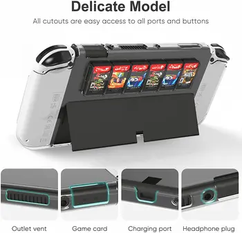 Caz Pc Protector pentru Nintendo Comutator Oled Model Clar de Coajă Tare Joc Consola Bucurie-Con Acoperire Anti-Scratche cu 6 Joc Slot de Card Imagine 2