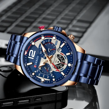Ceas Pentru Barbati CURREN Top Brand de Lux Original Reclame de Moda Casual, Sport Cuarț Impermeabil Cadouri pentru Bărbați Ceasuri reloj hombre Imagine 2